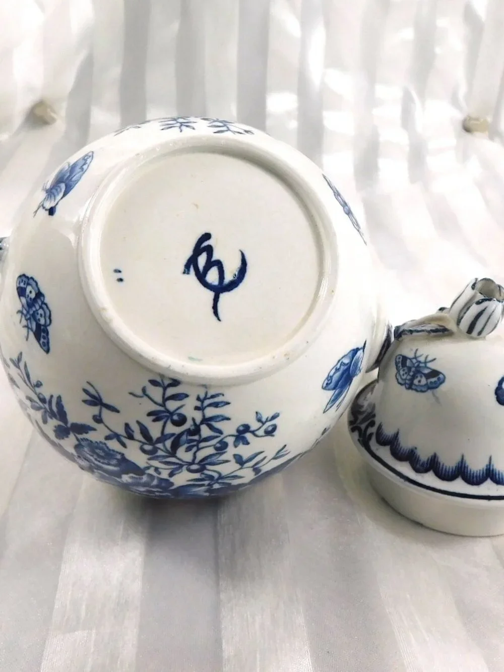White and Blue Teapot in Blue Sprays  # 27091